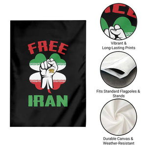 Free Iran Raised Fist and Persian Flag Clover Garden Flag Lion and Sun Freedom Fighter Iranian Revolution TS02 Print Your Wear