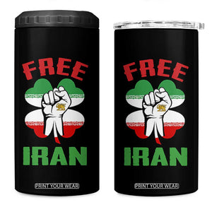 Free Iran Raised Fist and Persian Flag Clover 4 in 1 Can Cooler Tumbler Lion and Sun Freedom Fighter Iranian Revolution TS02 One Size: 16 oz Black Print Your Wear