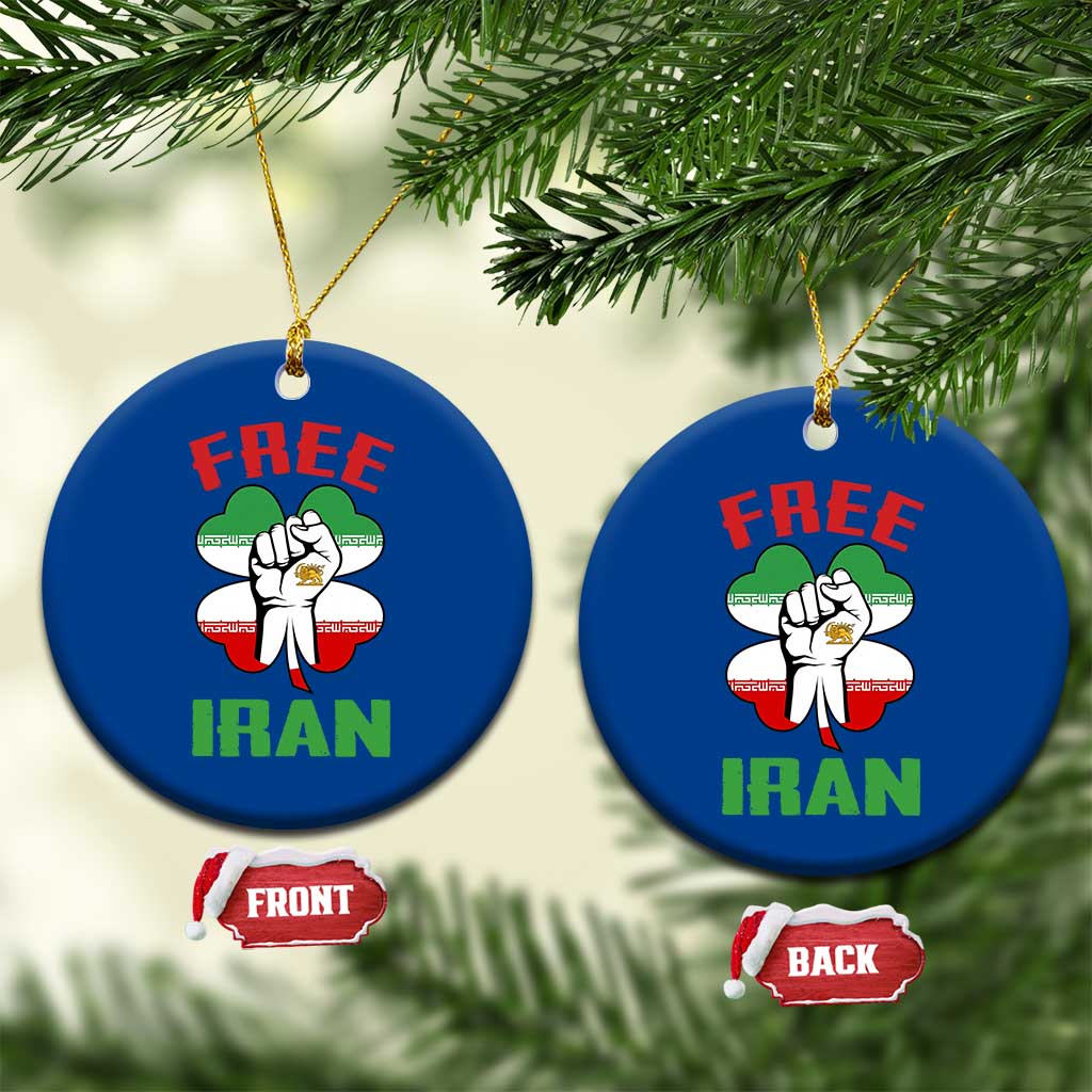 Free Iran Raised Fist and Persian Flag Clover Ceramic Ornament Lion and Sun Freedom Fighter Iranian Revolution TS02 1pc Blue Print Your Wear