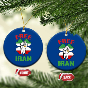 Free Iran Raised Fist and Persian Flag Clover Ceramic Ornament Lion and Sun Freedom Fighter Iranian Revolution TS02 1pc Blue Print Your Wear