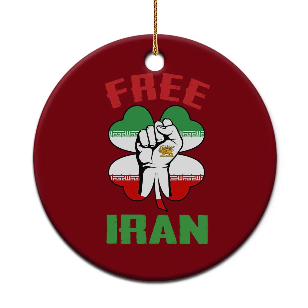 Free Iran Raised Fist and Persian Flag Clover Ceramic Ornament Lion and Sun Freedom Fighter Iranian Revolution TS02 1pc Red Print Your Wear