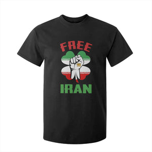 Free Iran Raised Fist and Persian Flag Clover T Shirt For Kid Lion and Sun Freedom Fighter Iranian Revolution TS02 Black Print Your Wear