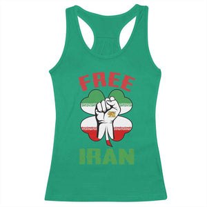 Free Iran Raised Fist and Persian Flag Clover Racerback Tank Top Lion and Sun Freedom Fighter Iranian Revolution TS02 Irish Green Print Your Wear