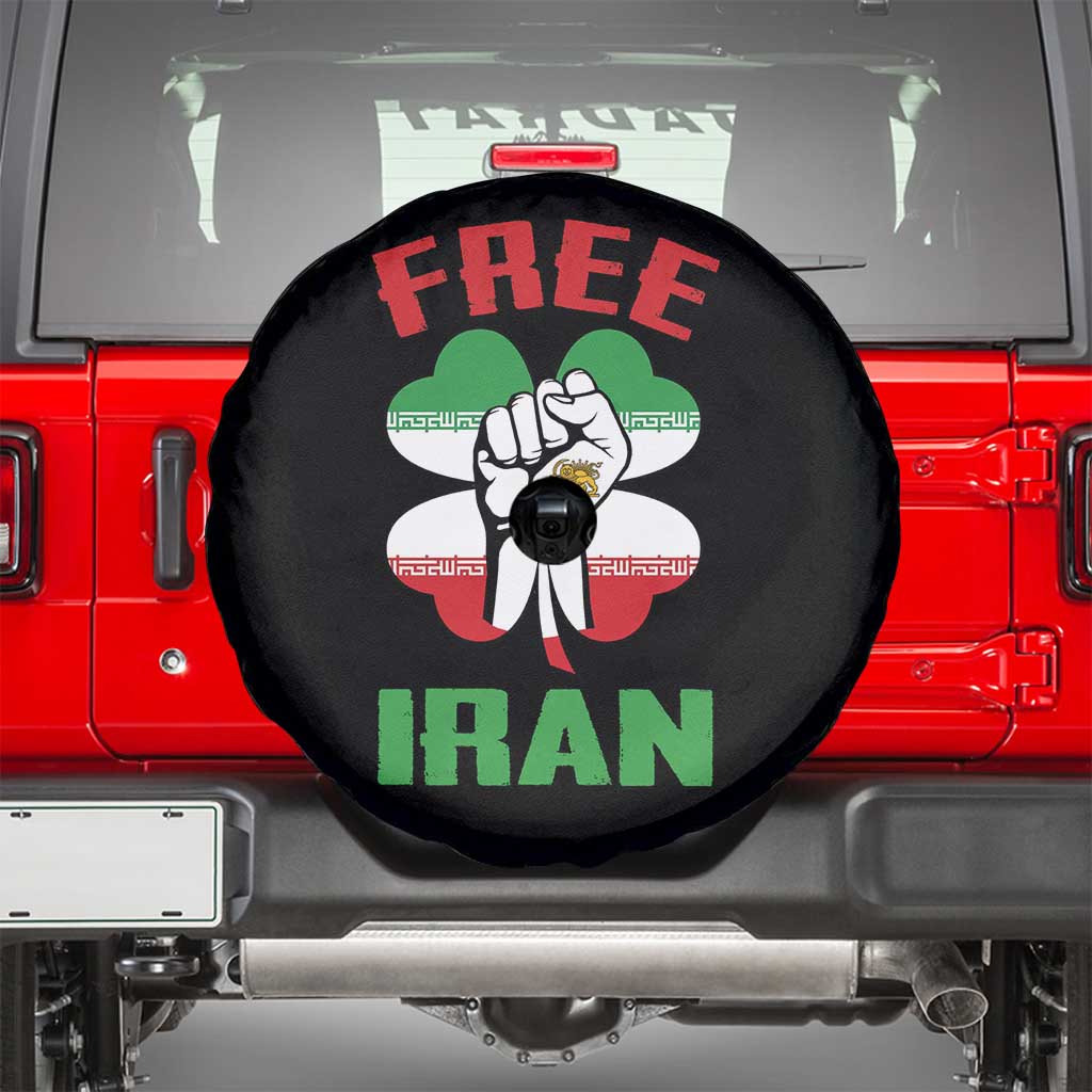 Free Iran Raised Fist and Persian Flag Clover Spare Tire Cover Lion and Sun Freedom Fighter Iranian Revolution TS02 Black Print Your Wear