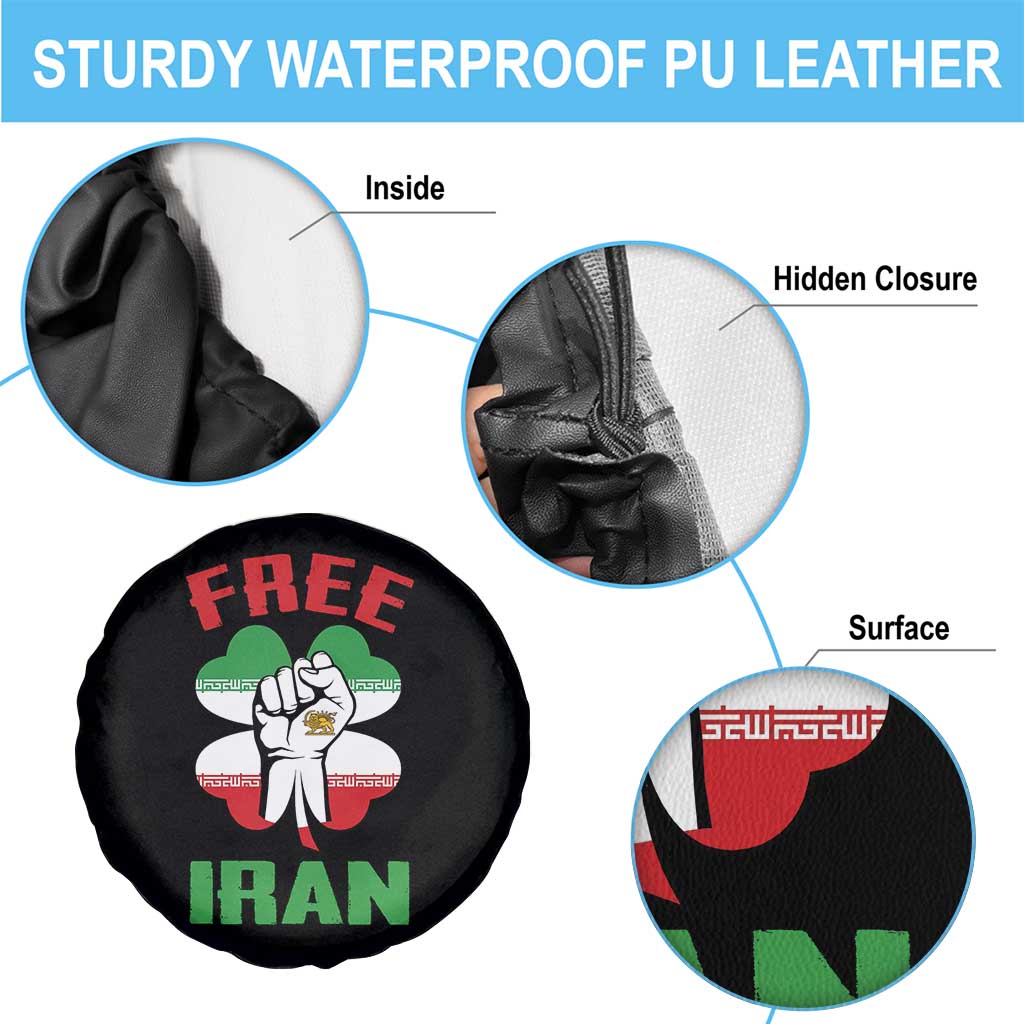 Free Iran Raised Fist and Persian Flag Clover Spare Tire Cover Lion and Sun Freedom Fighter Iranian Revolution TS02 Print Your Wear