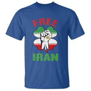 Free Iran T Shirt - Raised Fist Persian Flag Lion and Sun Freedom Fighter Iranian Revolution Tee TS02 Royal Blue Print Your Wear