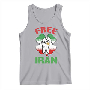 Free Iran Raised Fist and Persian Flag Clover Tank Top Lion and Sun Freedom Fighter Iranian Revolution TS02 Athletic Heather Print Your Wear