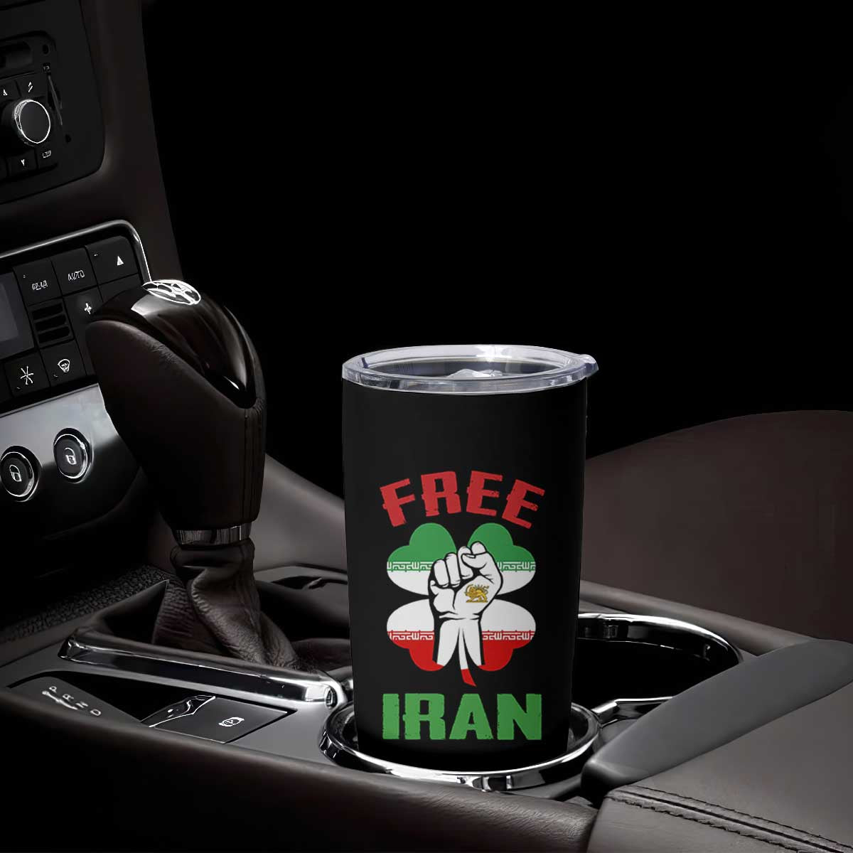 Free Iran Raised Fist and Persian Flag Clover Tumbler Cup Lion and Sun Freedom Fighter Iranian Revolution TS02 Print Your Wear