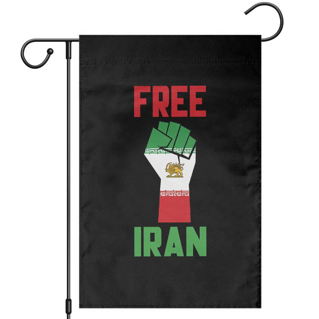 Free Iran Raised Fist Garden Flag Persian Flag Lion and Sun Emblem Iranian Revolution TS02 Black Print Your Wear