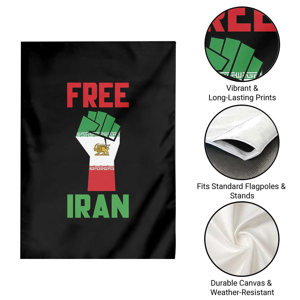 Free Iran Raised Fist Garden Flag Persian Flag Lion and Sun Emblem Iranian Revolution TS02 Print Your Wear
