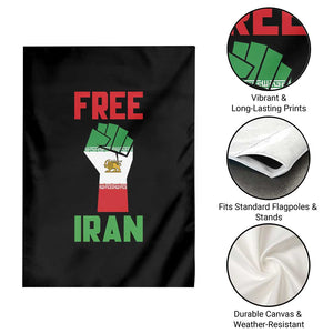 Free Iran Raised Fist Garden Flag Persian Flag Lion and Sun Emblem Iranian Revolution TS02 Print Your Wear