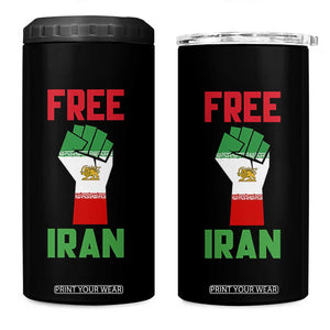 Free Iran Raised Fist 4 in 1 Can Cooler Tumbler Persian Flag Lion and Sun Emblem Iranian Revolution TS02 One Size: 16 oz Black Print Your Wear