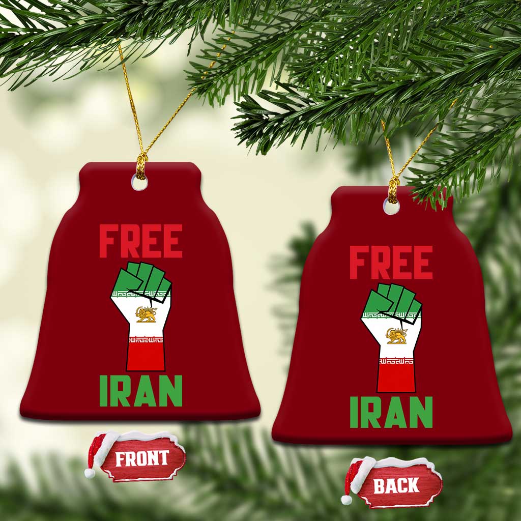 Free Iran Raised Fist Ceramic Ornament Persian Flag Lion and Sun Emblem Iranian Revolution TS02 Print Your Wear