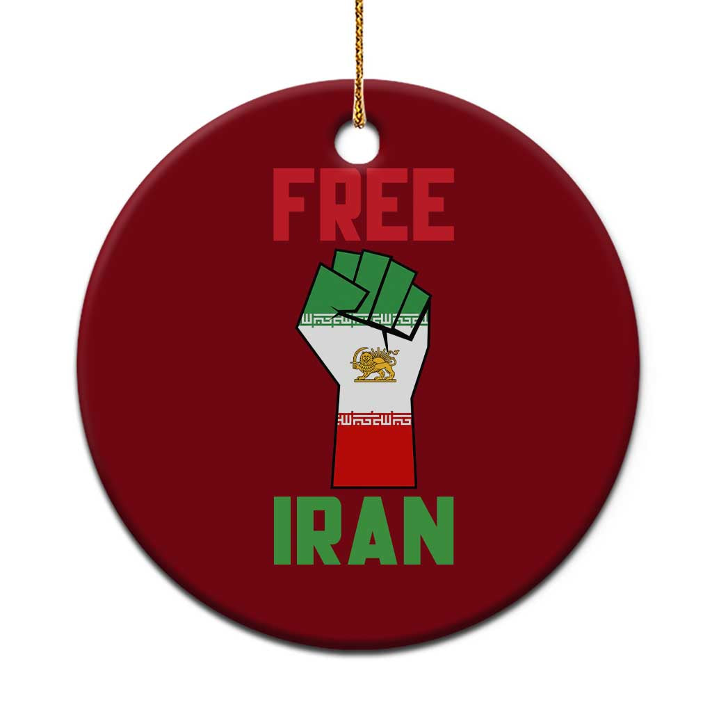 Free Iran Raised Fist Ceramic Ornament Persian Flag Lion and Sun Emblem Iranian Revolution TS02 1pc Red Print Your Wear