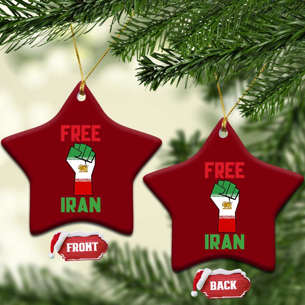 Free Iran Raised Fist Ceramic Ornament Persian Flag Lion and Sun Emblem Iranian Revolution TS02 Print Your Wear