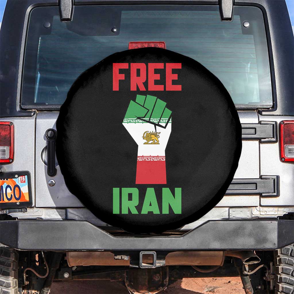 Free Iran Raised Fist Spare Tire Cover Persian Flag Lion and Sun Emblem Iranian Revolution TS02 No hole Black Print Your Wear