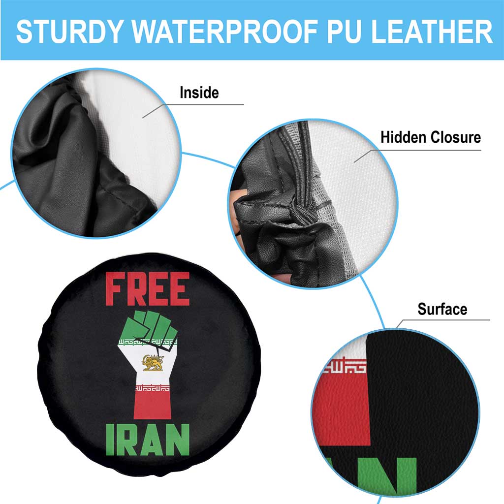 Free Iran Raised Fist Spare Tire Cover Persian Flag Lion and Sun Emblem Iranian Revolution TS02 Print Your Wear