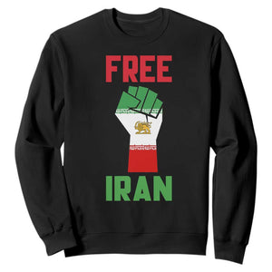 Free Iran Raised Fist Sweatshirt Persian Flag Lion and Sun Emblem Iranian Revolution TS02 Black Print Your Wear