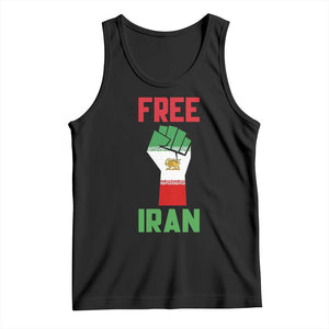 Free Iran Raised Fist Tank Top Persian Flag Lion and Sun Emblem Iranian Revolution TS02 Black Print Your Wear