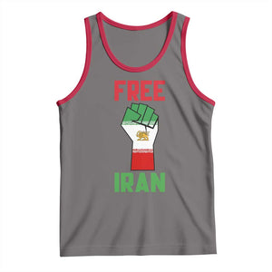 Free Iran Raised Fist Tank Top Persian Flag Lion and Sun Emblem Iranian Revolution TS02 Deep Heather Red Print Your Wear