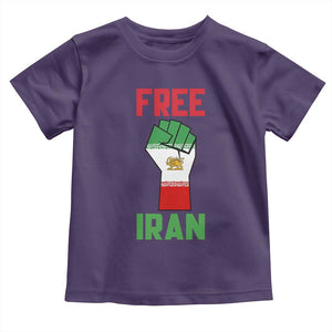 Free Iran Raised Fist Toddler T Shirt Persian Flag Lion and Sun Emblem Iranian Revolution TS02 Purple Print Your Wear