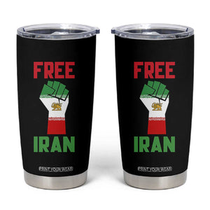 Free Iran Raised Fist Tumbler Cup Persian Flag Lion and Sun Emblem Iranian Revolution TS02 Black Print Your Wear