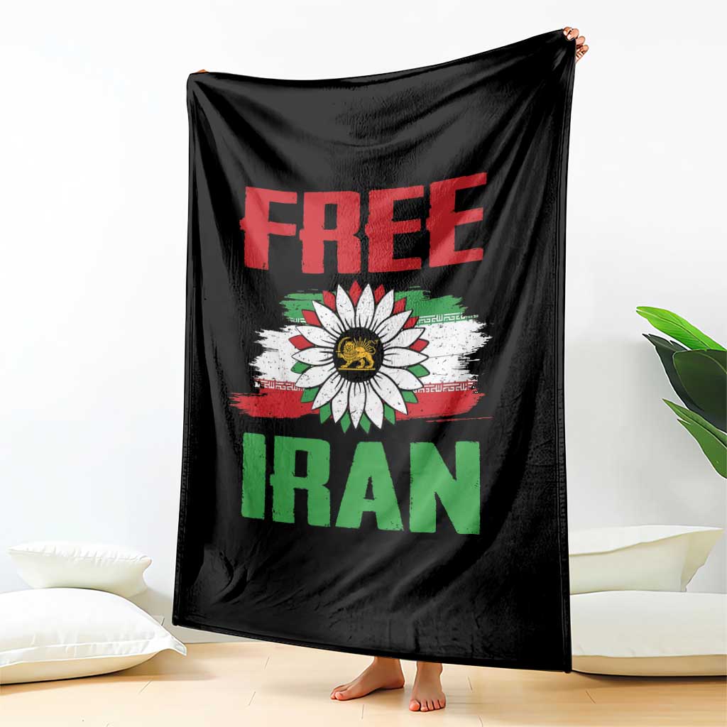Free Iran Sunflower Throw Blanket Persian Flag Lion and Su Iranian Revolution Freedom Supporters TS02 Print Your Wear
