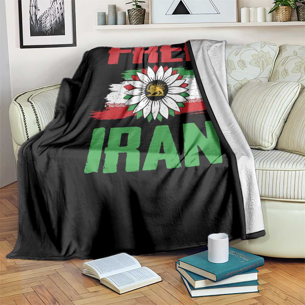 Free Iran Sunflower Throw Blanket Persian Flag Lion and Su Iranian Revolution Freedom Supporters TS02 Print Your Wear