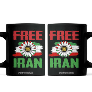 Free Iran Sunflower Coffee Mug Persian Flag Lion and Su Iranian Revolution Freedom Supporters TS02 Black Print Your Wear