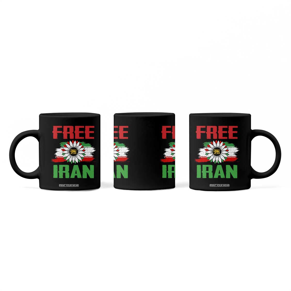 Free Iran Sunflower Coffee Mug Persian Flag Lion and Su Iranian Revolution Freedom Supporters TS02 Print Your Wear