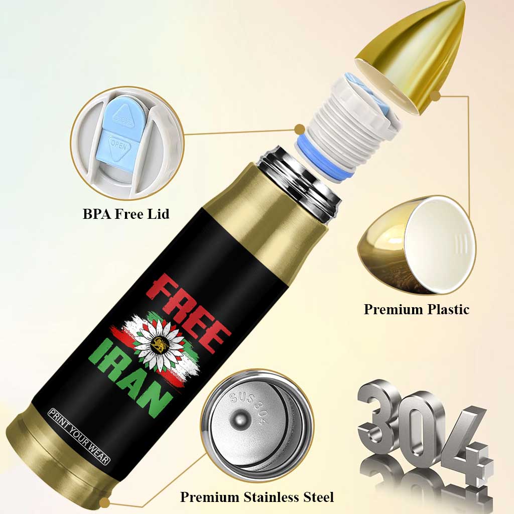 Free Iran Sunflower Bullet Tumbler Persian Flag Lion and Su Iranian Revolution Freedom Supporters TS02 Print Your Wear