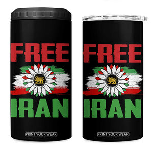 Free Iran Sunflower 4 in 1 Can Cooler Tumbler Persian Flag Lion and Su Iranian Revolution Freedom Supporters TS02 One Size: 16 oz Black Print Your Wear