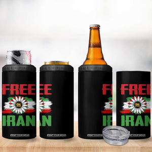 Free Iran Sunflower 4 in 1 Can Cooler Tumbler Persian Flag Lion and Su Iranian Revolution Freedom Supporters TS02 Print Your Wear