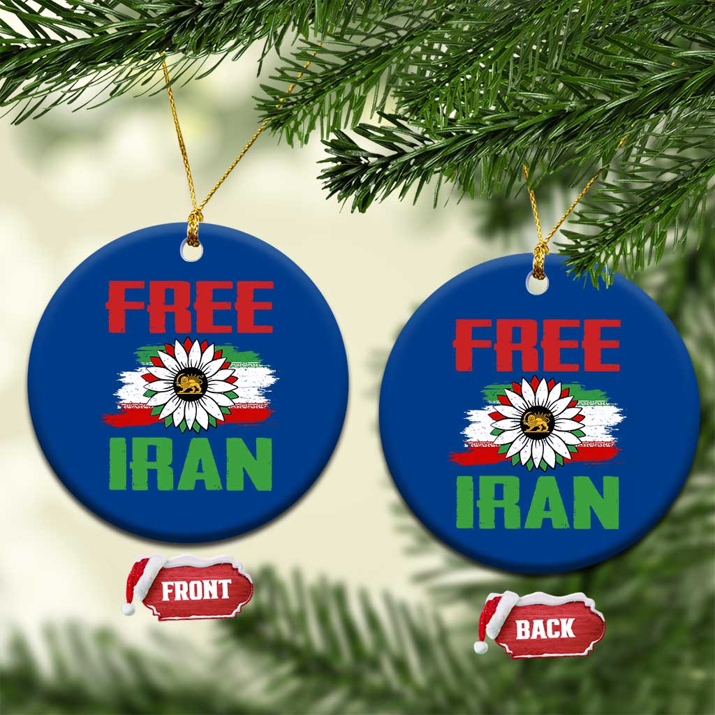 Free Iran Sunflower Ceramic Ornament Persian Flag Lion and Su Iranian Revolution Freedom Supporters TS02 1pc Blue Print Your Wear