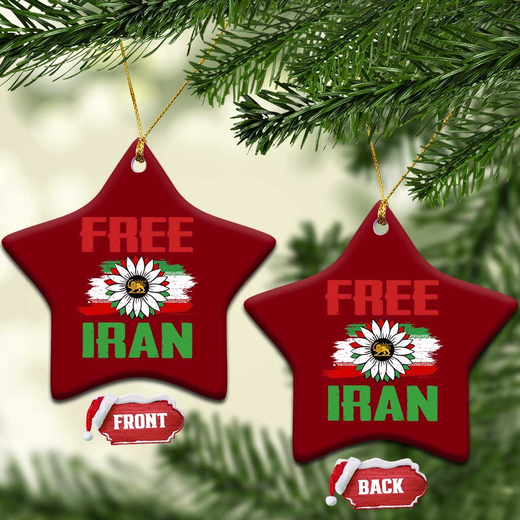 Free Iran Sunflower Ceramic Ornament Persian Flag Lion and Su Iranian Revolution Freedom Supporters TS02 Print Your Wear