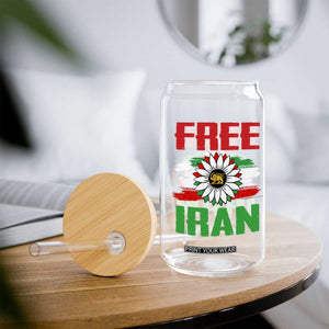 Free Iran Sunflower Glass Can Persian Flag Lion and Su Iranian Revolution Freedom Supporters TS02 Print Your Wear