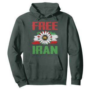 Free Iran Sunflower Hoodie Persian Flag Lion and Su Iranian Revolution Freedom Supporters TS02 Dark Forest Green Print Your Wear