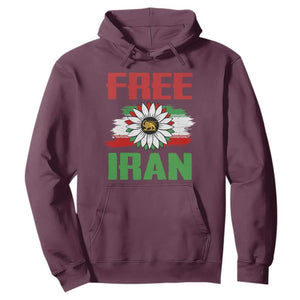 Free Iran Sunflower Hoodie Persian Flag Lion and Su Iranian Revolution Freedom Supporters TS02 Maroon Print Your Wear
