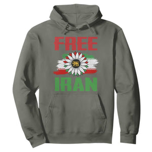 Free Iran Sunflower Hoodie Persian Flag Lion and Su Iranian Revolution Freedom Supporters TS02 Military Green Print Your Wear