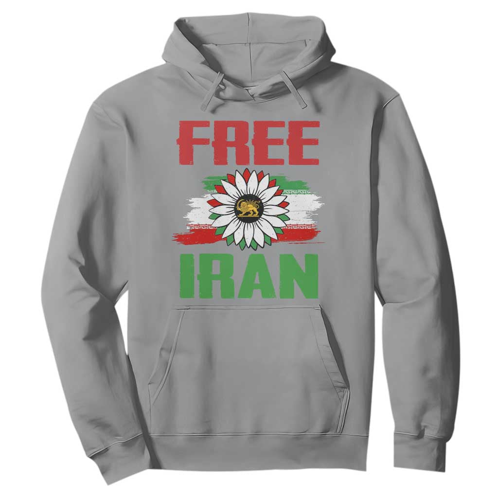 Free Iran Sunflower Hoodie Persian Flag Lion and Su Iranian Revolution Freedom Supporters TS02 Sport Gray Print Your Wear