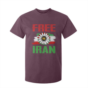 Free Iran Sunflower T Shirt For Kid Persian Flag Lion and Su Iranian Revolution Freedom Supporters TS02 Maroon Print Your Wear