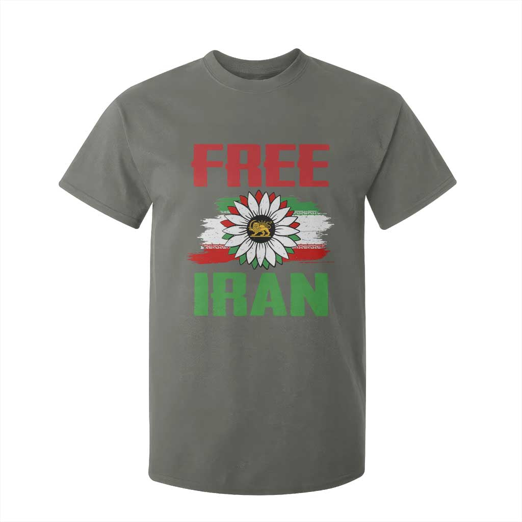 Free Iran Sunflower T Shirt For Kid Persian Flag Lion and Su Iranian Revolution Freedom Supporters TS02 Military Green Print Your Wear