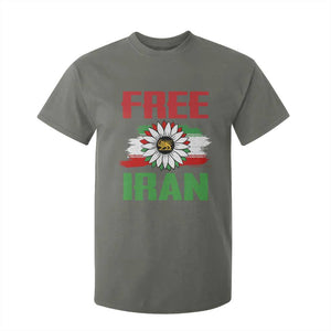 Free Iran Sunflower T Shirt For Kid Persian Flag Lion and Su Iranian Revolution Freedom Supporters TS02 Military Green Print Your Wear