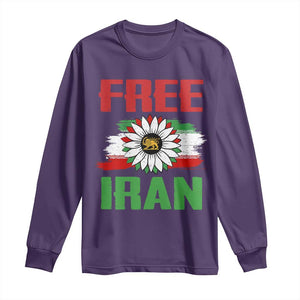 Free Iran Sunflower Long Sleeve Shirt Persian Flag Lion and Su Iranian Revolution Freedom Supporters TS02 Purple Print Your Wear