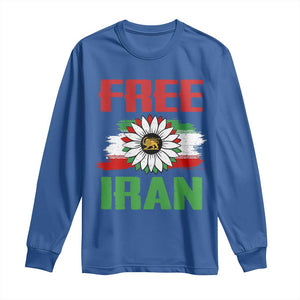 Free Iran Sunflower Long Sleeve Shirt Persian Flag Lion and Su Iranian Revolution Freedom Supporters TS02 Royal Blue Print Your Wear