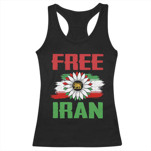 Free Iran Sunflower Racerback Tank Top Persian Flag Lion and Su Iranian Revolution Freedom Supporters TS02 Black Print Your Wear