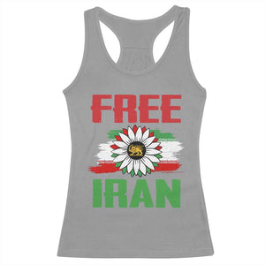 Free Iran Sunflower Racerback Tank Top Persian Flag Lion and Su Iranian Revolution Freedom Supporters TS02 Sport Gray Print Your Wear