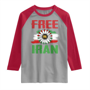 Free Iran Sunflower Raglan Shirt Persian Flag Lion and Su Iranian Revolution Freedom Supporters TS02 Sport Gray Red Print Your Wear