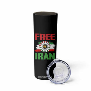 Free Iran Sunflower Skinny Tumbler Persian Flag Lion and Su Iranian Revolution Freedom Supporters TS02 Print Your Wear