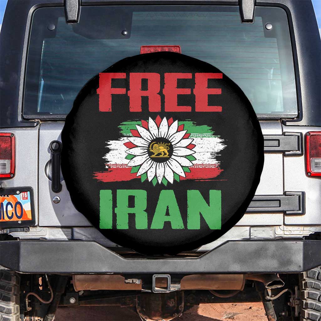 Free Iran Sunflower Spare Tire Cover Persian Flag Lion and Su Iranian Revolution Freedom Supporters TS02 No hole Black Print Your Wear